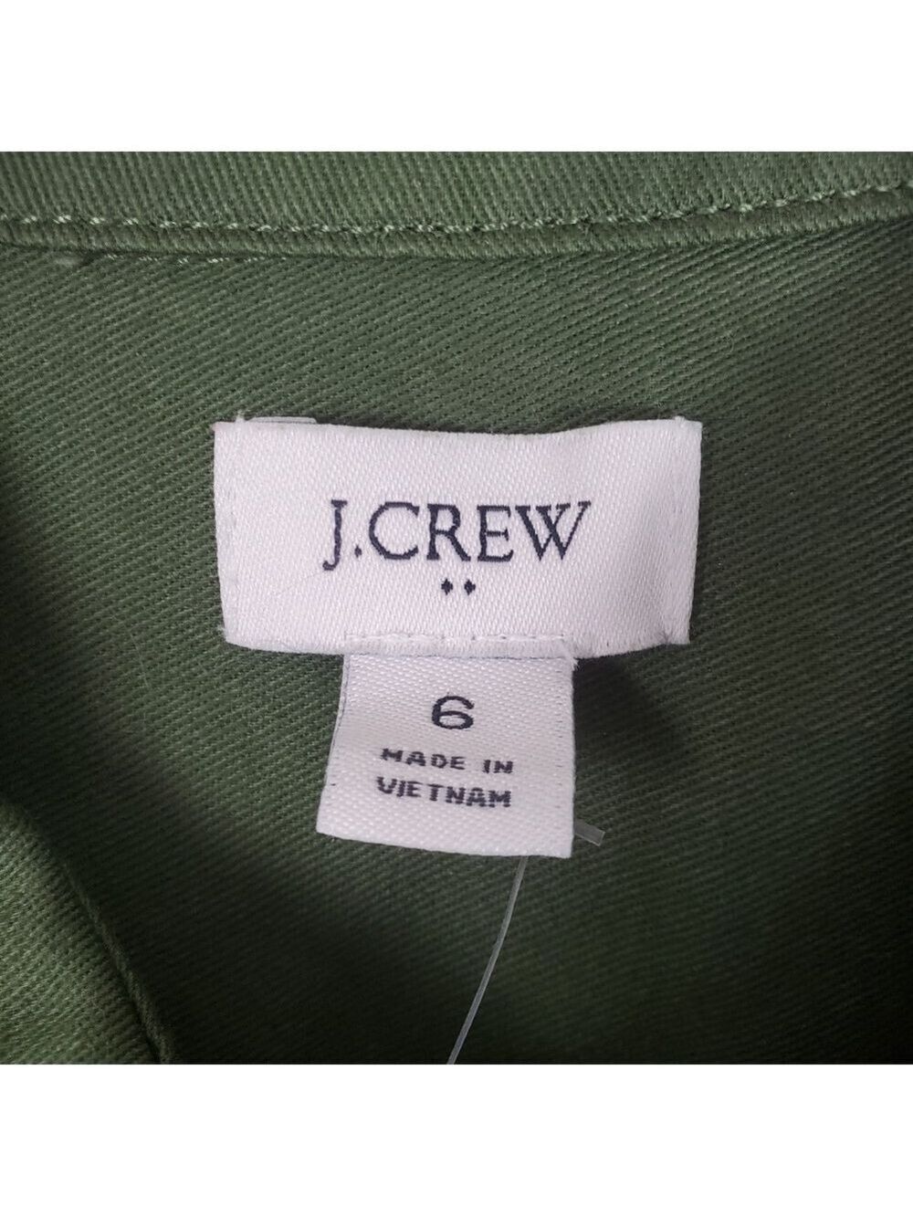 J Crew Full Button Dress Olive Green Tie Waist Cotton Size 6 - Picture 5 of 10